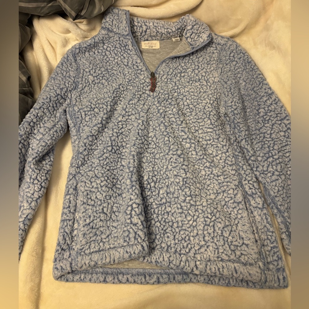 Women's Light Blue Sherpa Fleece Pullover